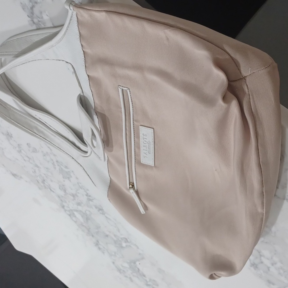 14IN PURE WHITE TALBOTS LEATHER BAG - Picture 16 of 17